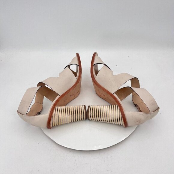 Loeffler Randall Women Size 10B Cream Beige Leather Peep Toe Buckle Heel Sandal - Picture 10 of 16